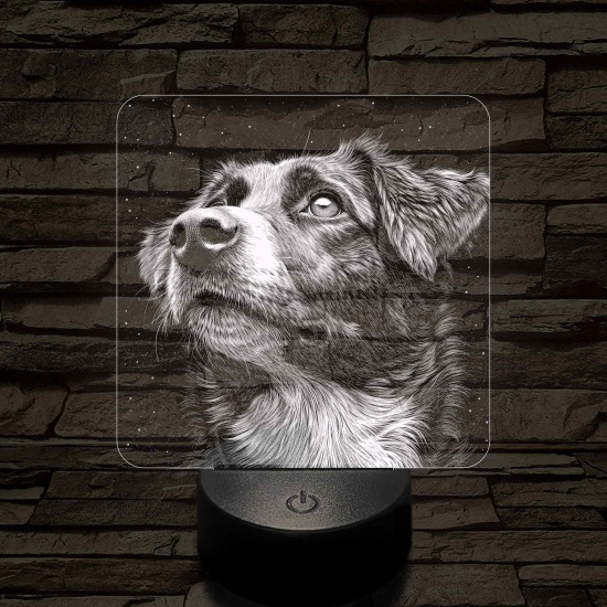 Ausztrál Juhászkutya portré 7 színű valósághű 3D led lámpa
