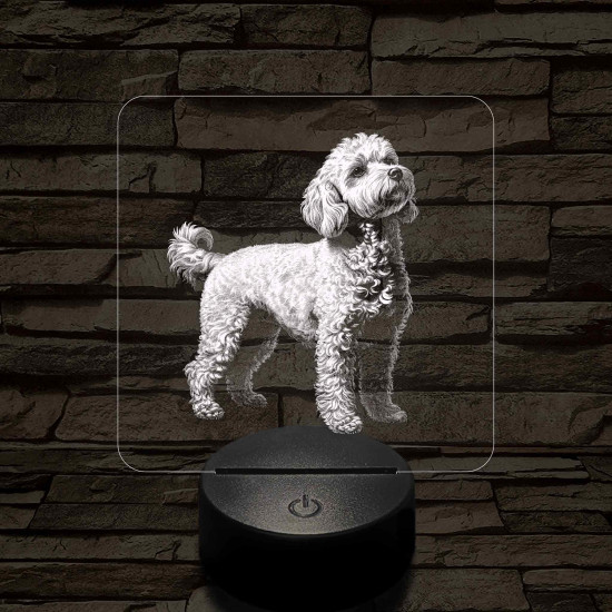 Miniatűr uszkár álló 7 színű valósághű 3D led lámpa