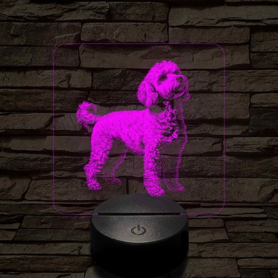 Miniatűr uszkár álló 7 színű valósághű 3D led lámpa