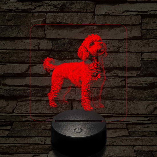 Miniatűr uszkár álló 7 színű valósághű 3D led lámpa