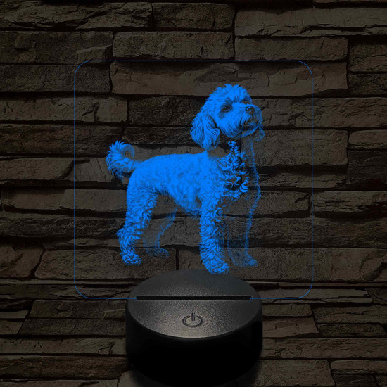 Miniatűr uszkár álló 7 színű valósághű 3D led lámpa