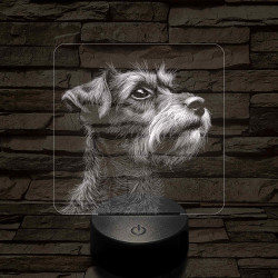 Törpe schnauzer portré 7 színű valósághű 3D led lámpa