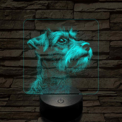Törpe schnauzer portré 7 színű valósághű 3D led lámpa