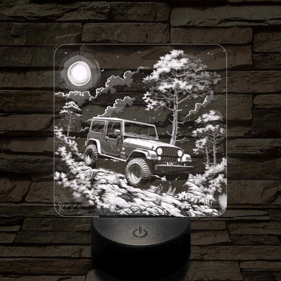 Jeep terepjáró 7 színű valósághű 3D led lámpa