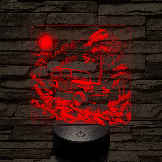 Jeep terepjáró 7 színű valósághű 3D led lámpa