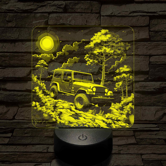 Jeep terepjáró 7 színű valósághű 3D led lámpa