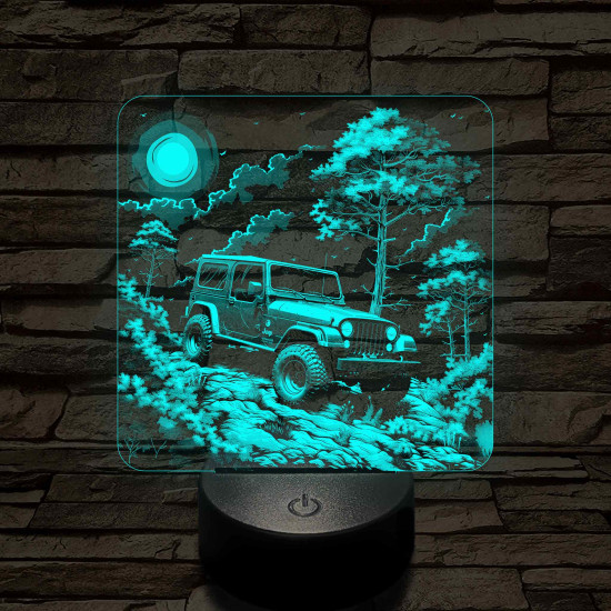 Jeep terepjáró 7 színű valósághű 3D led lámpa