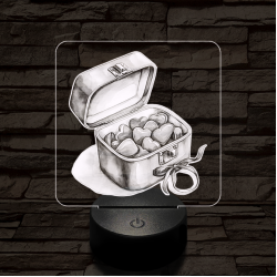 Valentin napi ékszerdoboz 7 színű valósághű 3D led lámpa