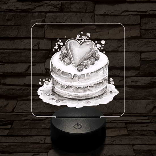 Szerelem torta  7 színű valósághű 3D led lámpa