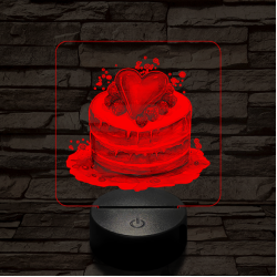 Szerelem torta  7 színű valósághű 3D led lámpa