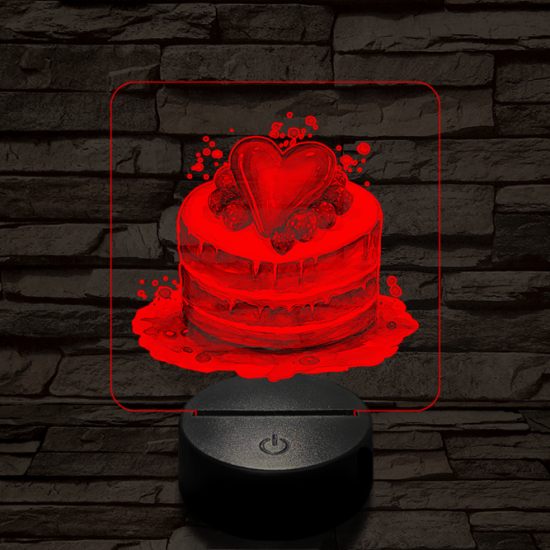 Szerelem torta  7 színű valósághű 3D led lámpa