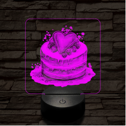 Szerelem torta  7 színű valósághű 3D led lámpa