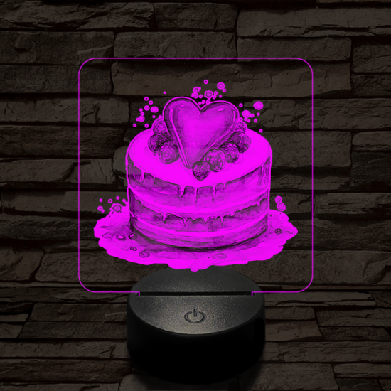 Szerelem torta  7 színű valósághű 3D led lámpa