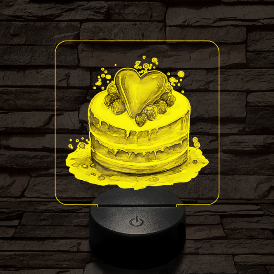 Szerelem torta  7 színű valósághű 3D led lámpa