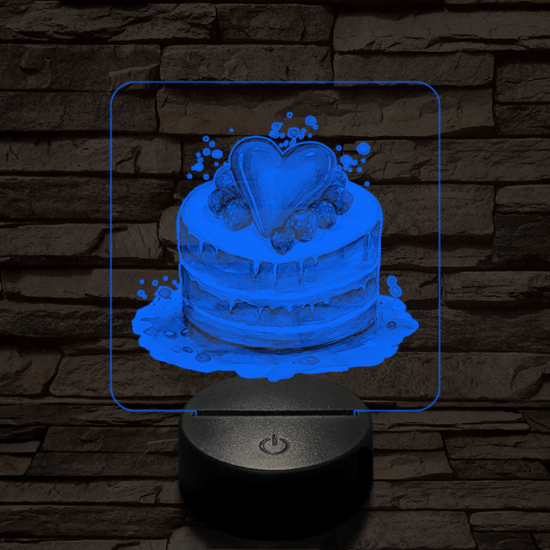 Szerelem torta  7 színű valósághű 3D led lámpa