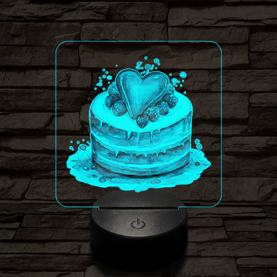 Szerelem torta  7 színű valósághű 3D led lámpa