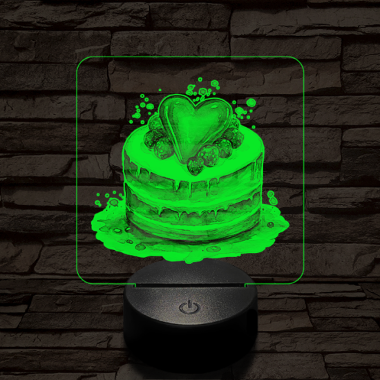 Szerelem torta  7 színű valósághű 3D led lámpa