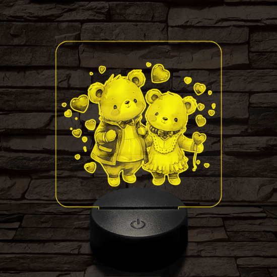 Édes szív macik 7 színű valósághű 3D led lámpa