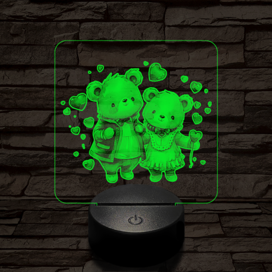 Édes szív macik 7 színű valósághű 3D led lámpa