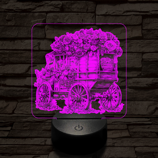 Virágszekér 7 színű valósághű 3D led lámpa