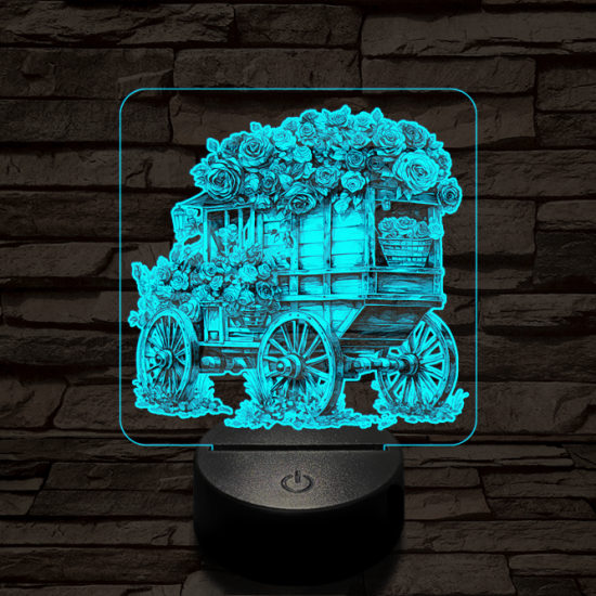 Virágszekér 7 színű valósághű 3D led lámpa