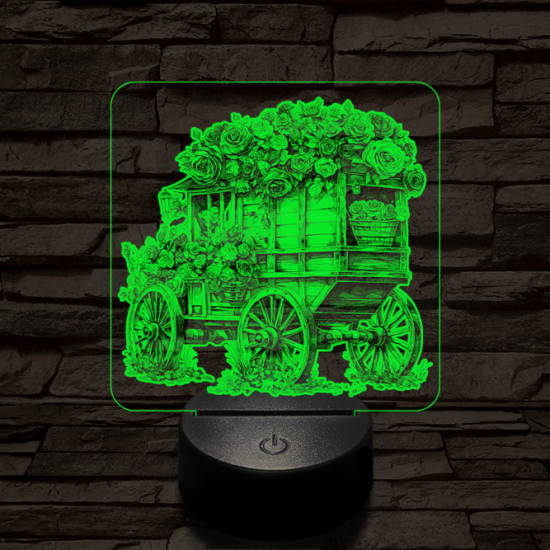 Virágszekér 7 színű valósághű 3D led lámpa