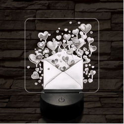 Levélbe zárt szivek 7 színű valósághű 3D led lámpa