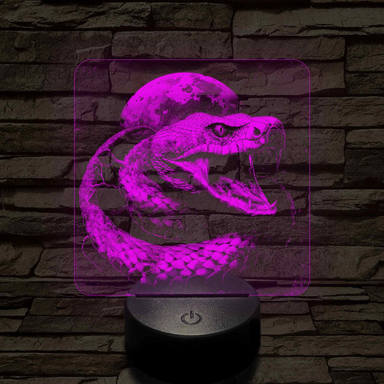 Kobra 7 színű valósághű 3D led lámpa