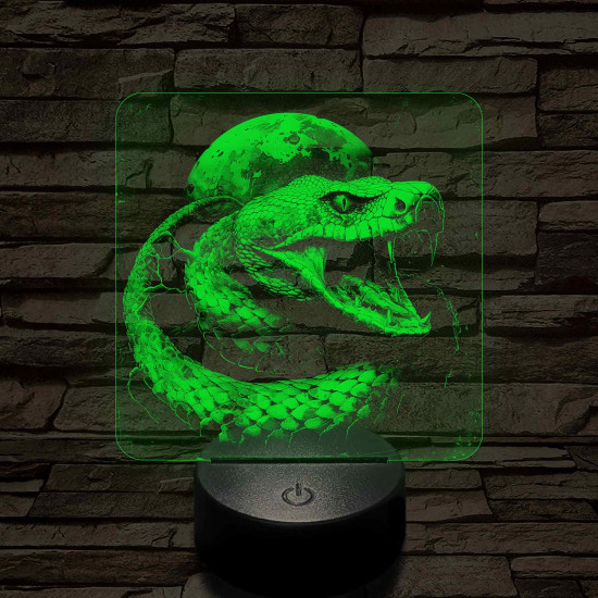 Kobra 7 színű valósághű 3D led lámpa