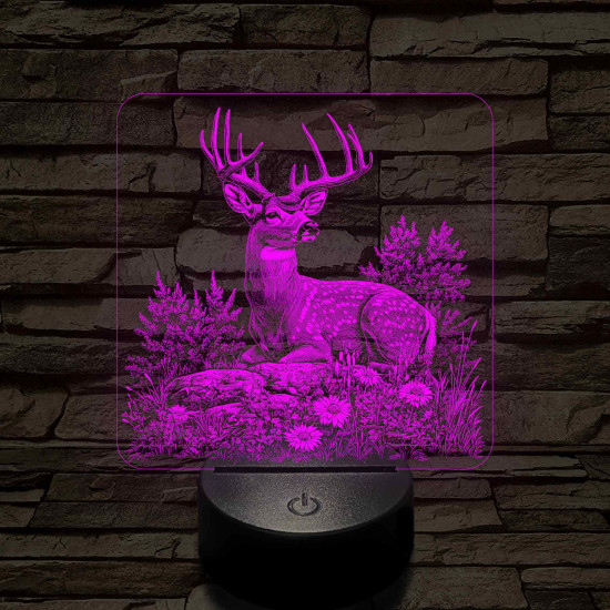 Dombon pihenő szarvas 7 színű valósághű 3D led lámpa