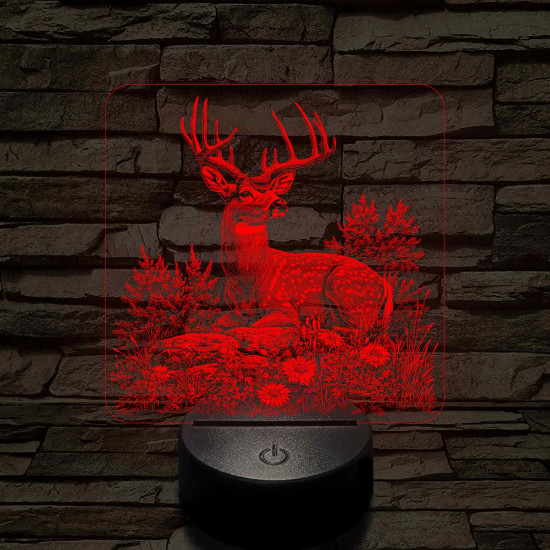 Dombon pihenő szarvas 7 színű valósághű 3D led lámpa