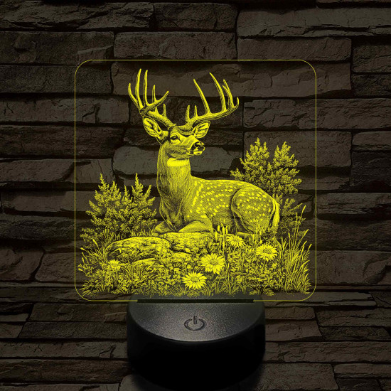 Dombon pihenő szarvas 7 színű valósághű 3D led lámpa