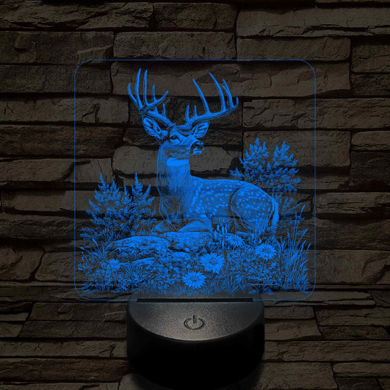 Dombon pihenő szarvas 7 színű valósághű 3D led lámpa