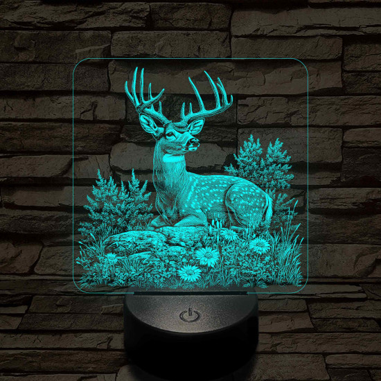 Dombon pihenő szarvas 7 színű valósághű 3D led lámpa