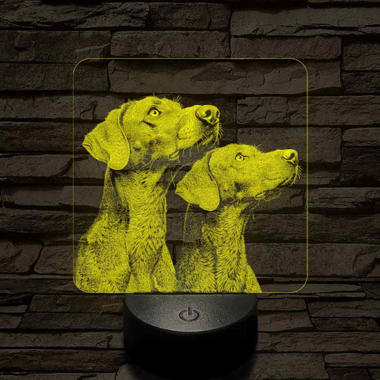 Rövidszőrű magyar vizsla pár 7 színű valósághű 3D led lámpa