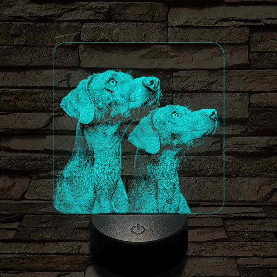 Rövidszőrű magyar vizsla pár 7 színű valósághű 3D led lámpa