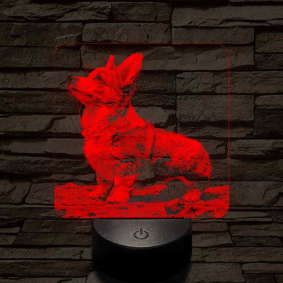 Walesi Corgi figyel 7 színű valósághű 3D led lámpa