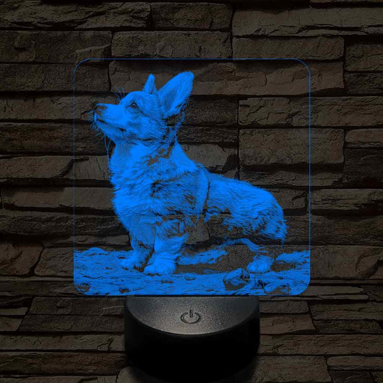 Walesi Corgi figyel 7 színű valósághű 3D led lámpa