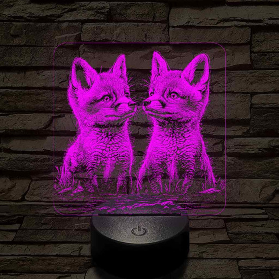 Édes rókakölykök 7 színű valósághű 3D led lámpa