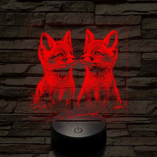 Édes rókakölykök 7 színű valósághű 3D led lámpa
