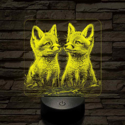 Édes rókakölykök 7 színű valósághű 3D led lámpa
