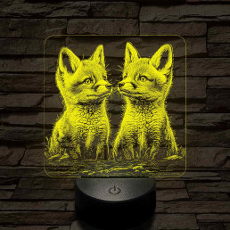 Édes rókakölykök 7 színű valósághű 3D led lámpa