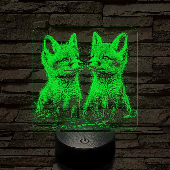 Édes rókakölykök 7 színű valósághű 3D led lámpa