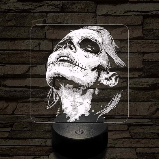 Mexikói koponya festésű nő 7 színű valósághű 3D led lámpa