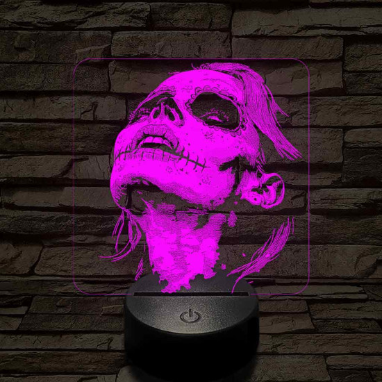 Mexikói koponya festésű nő 7 színű valósághű 3D led lámpa