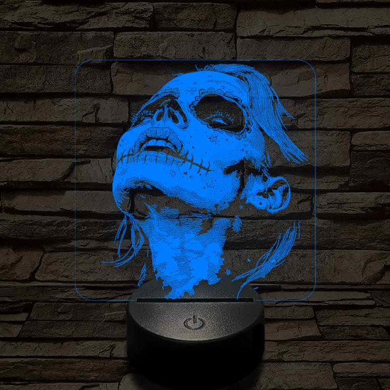 Mexikói koponya festésű nő 7 színű valósághű 3D led lámpa