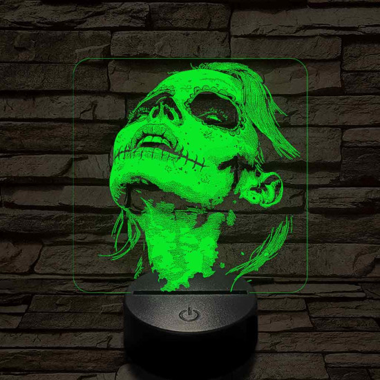 Mexikói koponya festésű nő 7 színű valósághű 3D led lámpa