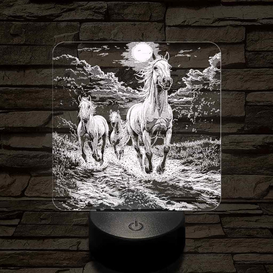 Vizen vágtázó lovak 7 színű valósághű 3D led lámpa