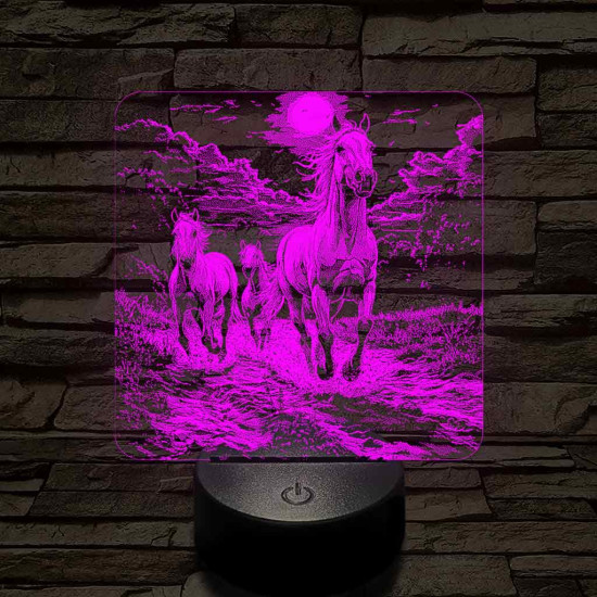 Vizen vágtázó lovak 7 színű valósághű 3D led lámpa