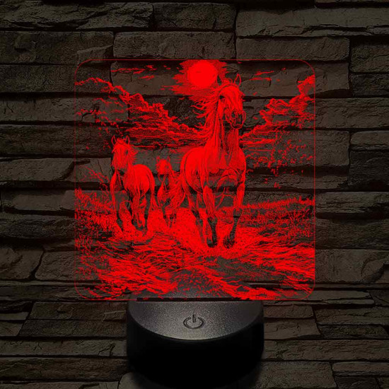 Vizen vágtázó lovak 7 színű valósághű 3D led lámpa